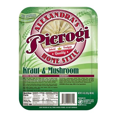 Alexandra's Pierogis 14 oz., Pack of 6 (72 Pierogis total) (Kraut & Mushroom)