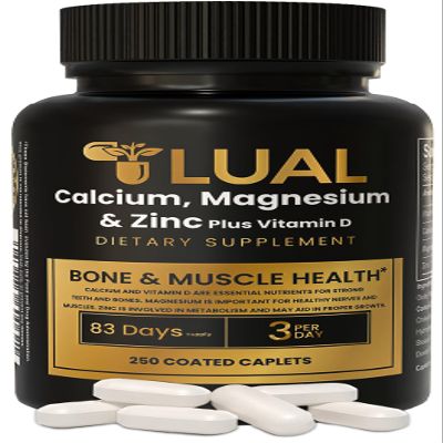 LUAL Calcium Magnesium Zinc with Vitamin D3, 250 Caplets, 83 Day Supply