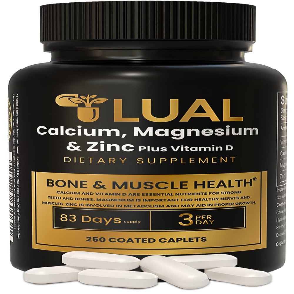 LUAL Calcium Magnesium Zinc with Vitamin D3, 250 Caplets, 83 Day Supply