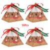 EUBUY 50 PCS Christmas Candy Boxes, Triangle Paper Gift Wrap Boxes with Ribbons and Card, Christmas Treat Gift Boxes for Packaging Candies Biscuits Cookies Chocolates Party Favor view 3