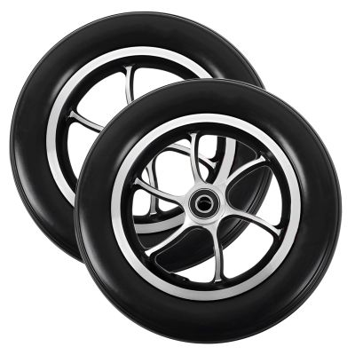 GXYNMC 2 Counts 10 Inch Wheelchair Front Wheels Replacement Accessory, Solid Tires with 8mm Bearings, Aluminum Hubs for Elektrisk Wheelchair