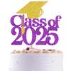 Purple Glitter Class of 2025 Cake Topper, Congratulations/Congrats 2025 Grad, 2025 High School College University Graduate Graduation Party Decorations Supplies view 1