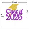 Purple Glitter Class of 2025 Cake Topper, Congratulations/Congrats 2025 Grad, 2025 High School College University Graduate Graduation Party Decorations Supplies view 2