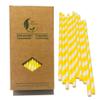 100 Pack Disposable Lemonade Paper Straws, Biodegradable Yellow Striped Drinking Straws for Cocktail Birthday DIY Arts Crafts view 1
