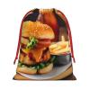 BGSHJVF Chicken Leg Burger Drink Print Holiday Drawstring Gift Bags,Christmas Gift Wrapping Sacks Pouches For Xmas Presents Party Favor view 1