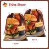 BGSHJVF Chicken Leg Burger Drink Print Holiday Drawstring Gift Bags,Christmas Gift Wrapping Sacks Pouches For Xmas Presents Party Favor view 3