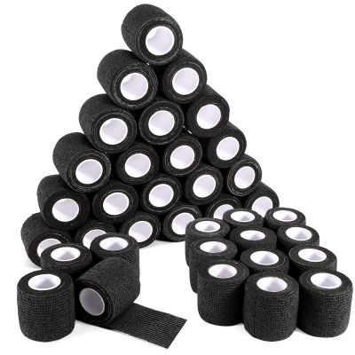 36 Rolls Black Elastic Self Adhesive Bandage Wrap 2 Inch, Breathable Cohesive Bandage, Ankle Sprains Swelling Sports Athletic Grip Tape, Dogs Pet Vet Wrap