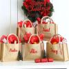 MUST PRIDE Personalized Christmas Gift Bags, Red Burlap Tote Bags for Gift,Xmas Gift Bags, Custom Party Bags,Holiday Sacks,Custom Holiday Gift Bag,Christmas Eve (Style 5) view 1