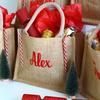 MUST PRIDE Personalized Christmas Gift Bags, Red Burlap Tote Bags for Gift,Xmas Gift Bags, Custom Party Bags,Holiday Sacks,Custom Holiday Gift Bag,Christmas Eve (Style 5) view 2