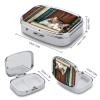 Square Pill Box The Kitten Sleeps on The Bookshelf Pill Case 2 Compartment Medicine Pill Organizer for Purse & Pocket Portable Travel Pillbox Medicine Vitamin Cod Liver Oil Storage Box Organizer view 2