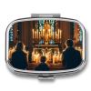 Square Pill Box The Flickering Candlelight in The Church Pill Case 2 Compartment Medicine Pill Organizer for Purse & Pocket Portable Travel Pillbox Medicine Vitamin Cod Liver Oil Storage Box Organizer view 1