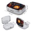 Square Pill Box The Fire Burns Brightly on Christmas Eve Pill Case 2 Compartment Medicine Pill Organizer for Purse & Pocket Portable Travel Pillbox Medicine Vitamin Cod Liver Oil Storage Box Organizer view 2