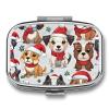 Square Pill Box Christmas Dog Party Pill Case 2 Compartment Medicine Pill Organizer for Purse & Pocket Portable Travel Pillbox Medicine Vitamin Cod Liver Oil Storage Box Organizer view 1