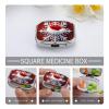 Square Pill Box White Snowflake Red Christmas Hat Pill Case 2 Compartment Medicine Pill Organizer for Purse & Pocket Portable Travel Pillbox Medicine Vitamin Cod Liver Oil Storage Box Organizer view 3
