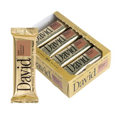 David High Protein Bars - 0g of Sugar, Low Carb, Gluten Free - 28g of Protein, 150 Calories - On-The-Go Snack - Salted Peanut Butter Flavor, Pack of 12