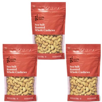 2 PACKS OF Sea Salt Roasted Whole Cashews, 9.5 oz good gather