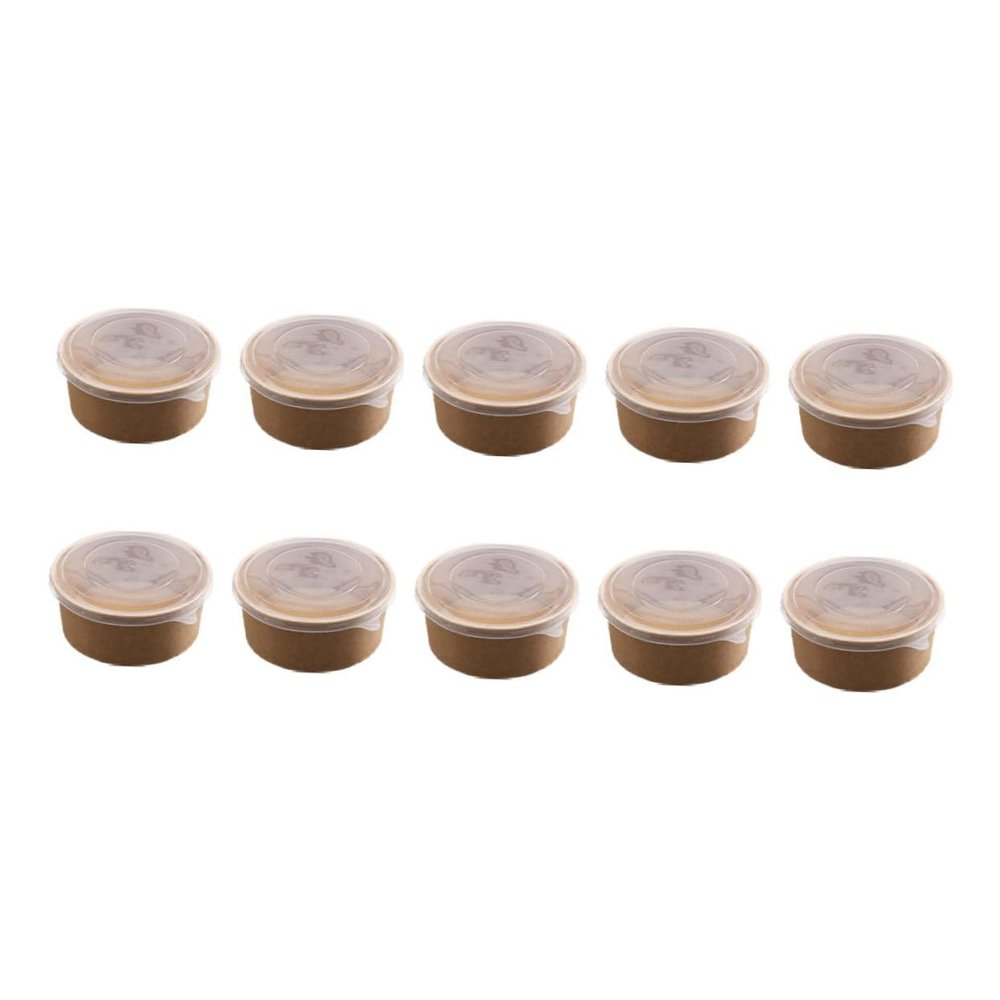 SEWOART 10pcs Disposable Paper Bowls with Lid Heavy-duty Kraft Takeout Containers for Soup Salad and Meal Prep for Restaurants and Parties