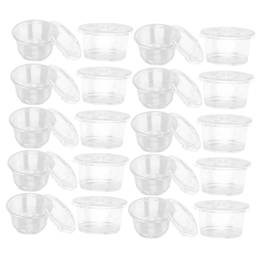 JECOMPRIS 50pcs Plastic Pudding Cups Lids Disposable Dessert Bowls Cream for Yogurt Treats