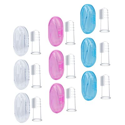 BCOATH 9pcs Finger Toothbrush Soft Silicone Oral Cleaning Brushes for Storage Boxes Double-Sided Design for Gentle Gum Massage for Years