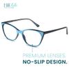 2SeeLife Narrow Cat Eye Reading Glasses for Women SmallMedium Fit, Sturdy Frame, Spring Hinges, Stylish Cateye Readers, Pacific Blue, +1.50 view 2