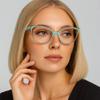 2SeeLife Narrow Cat Eye Reading Glasses for Women SmallMedium Fit, Sturdy Frame, Spring Hinges, Stylish Cateye Readers, Pastel Blue, +1.25 view 3