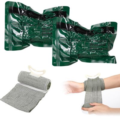 4" Israeli Style Emergency Bandages Elastic Compression Bandage Trauma Pressure Wound Dressing with Vacuum Package, 2 Pack