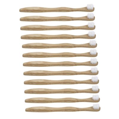 TOBBOMEY 12pcs Bamboo Tongue Cleaners Eco-friendly Tongue Scrapers for Fresh Breath for Adults Biodegradable Design Light Brown