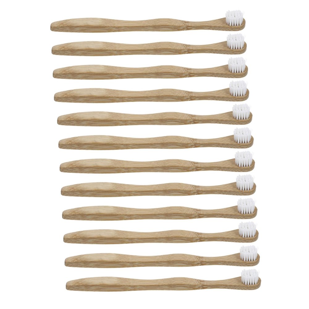 TOBBOMEY 12pcs Bamboo Tongue Cleaners Eco-friendly Tongue Scrapers for Fresh Breath for Adults Biodegradable Design Light Brown