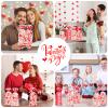 100 Pcs Valentine Treat Bags - Red Heart Cellophane Goodie Bags, Clear Plastic Happy Valentine's Day Cello Candy Gift Bag With Twist Ties for Wedding Anniversary Party Favors Supplies view 2