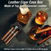 CataPurus Top Grain Leather Travel Cigar Case Tray, Handmade, Brass Press Push Lock with Drawer, Genuine Leather Portable Cigar Humidor Case, Gift Choice for Cigar Lovers, Matte Coffee for 3 Fingers view 3