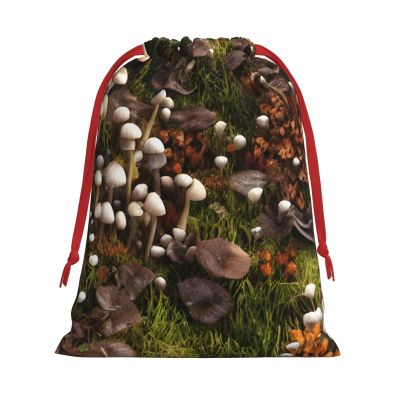 MUFLVDX Wild Mushroom Print Christmas Gift Bags,Multi Purpose Drawstring Gift Pouches,For Xmas,Weddings,Parties,Gifts,Candy