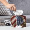Cowngirl Hat Tissue Box Cover American Flag Square Pu Leather Waterproof Tissue Box Holder for Car Bathroom Bedroom Office Tabletop Decor view 2