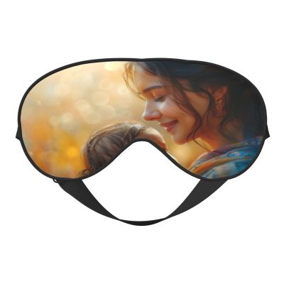 Indian Mother and New Born Baby Sleep Mask Eye Mask with Adjustable Strap,Happy Eye Sleep Shade Cover Blocks Light for Women Men Airplane Travel Nap Meditation