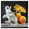 Office desk decor Citrine Crystal Money Tree on Gold Elephant Gourd Statue, Large Gemstone Bonsai Tree, Feng Shui Citrine Money Tree for Wealth Positive Energy, Life Home Dcor Desk decorations(Yellow view 1