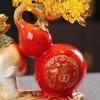 Office desk decor Citrine Crystal Money Tree on Gold Elephant Gourd Statue, Large Gemstone Bonsai Tree, Feng Shui Citrine Money Tree for Wealth Positive Energy, Life Home Dcor Desk decorations(Yellow view 4