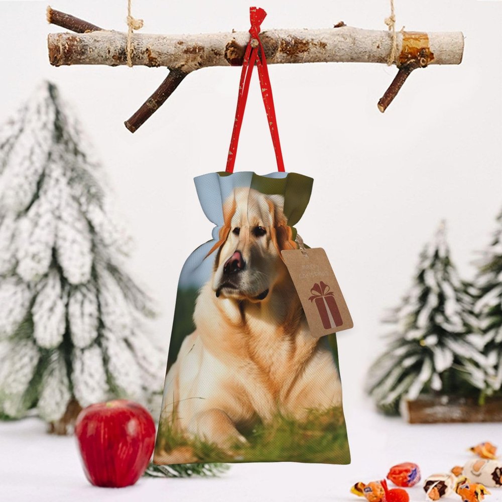 Christmas Gift Bags with Drawstring Christmas Wrapping Bags Cute Labrador Dog Gift Bags for Xmas Burlap Gift Bags Reusable Drawstring Bags Xmas Present Bags for Holiday Party Decorations Small