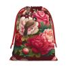Augenstern Soft Velvet Christmas Drawstring Bag Chinese-Art-Bulbuls-Peonies Reusable Present Wrapping Sack view 1