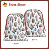 Augenstern Soft Velvet Christmas Drawstring Bag Desert-Cactus-Succulents Reusable Present Wrapping Sack view 2