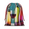BGSHJVF Cocktail Glasses And Wine Bottless Print Holiday Drawstring Gift Bags,Christmas Gift Wrapping Sacks Pouches For Xmas Presents Party Favor view 2