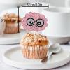 18pcs Pink Glitter Dessert Cupcake Topper Pick for Human Intelligent Cute Brain Theme Decorations Men Women Happy Birthday Party Decor Supplies view 2