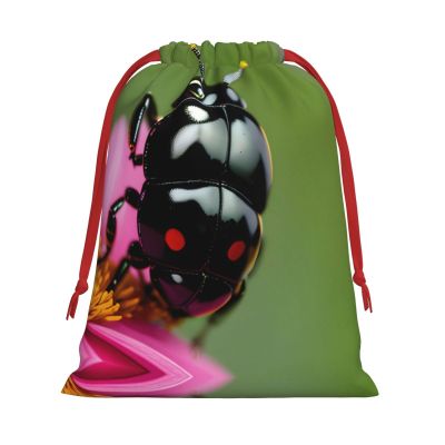 tnnutp Colorful Ladybird Drawstring Gift Bag Christmas Bags Holiday Wrapping Bag For Christmas Party Supplies