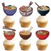 18pcs Glitter Dessert Cupcake Topper Pick for Japanese Food Noodle Theme Decor Supplies Baby Shower Men Woman Happy Birthday Party Decorations view 1