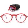 ABETOS Folding Reading Glasses Round Oval Blue Light Blocking Foldable Spring Hinge Computer Readers Women Men, Red 3.0 view 1