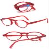 ABETOS Folding Reading Glasses Round Oval Blue Light Blocking Foldable Spring Hinge Computer Readers Women Men, Red 3.0 view 3