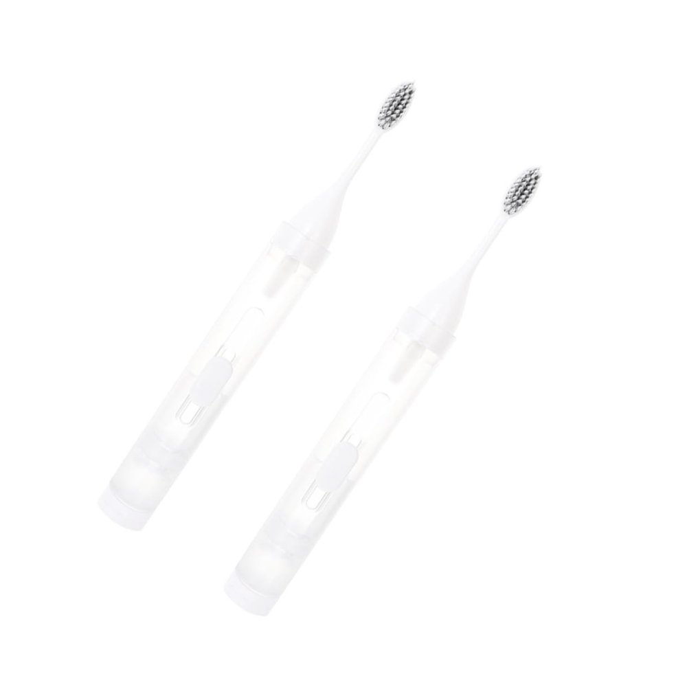 NULYLU 2pcs Portable Foldable Toothbrush for Travel White Convenient Tooth Cleaners Non- Design for Adults The Go Includes Toothpaste Holder