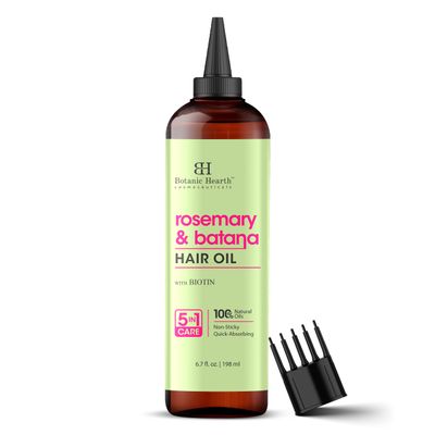 Botanic Hearth Hair Oil for Hair Growth & Home Hair Perm Kit | Strengthening Dry, Frizzy, Damaged Hair & Scalp Treatment | Rosemary & Batana Hair Oil 6.7 Fl Oz