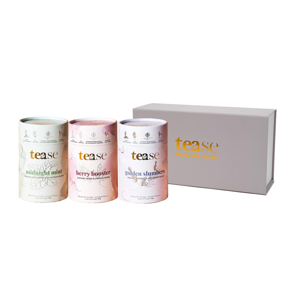 Tease Tea Herbal Tea Set - Seasonal Gift with Elderberry, Peppermint, and Rooibos, Gifts for Tea Lovers, Organic Drink Set
