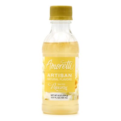 Amoretti - Natural Salted Popcorn Artisan Flavor Paste, 8 oz, Perfect For Ice Cream, Beverages, Cakes, and more, Preservative Free, Vegan, Gluten Free, No Artificial Sweeteners, Highly Concentrated