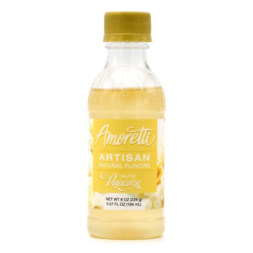 Amoretti - Natural Salted Popcorn Artisan Flavor Paste, 8 oz, Perfect For Ice Cream, Beverages, Cakes, and more, Preservative Free, Vegan, Gluten Free, No Artificial Sweeteners, Highly Concentrated