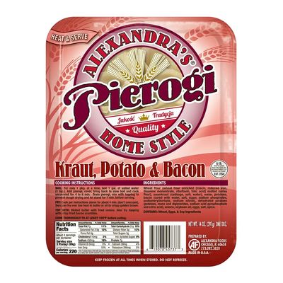 Alexandra's Pierogis 14 oz., Pack of 6 (72 Pierogis total) (Kraut, Potato & Bacon)